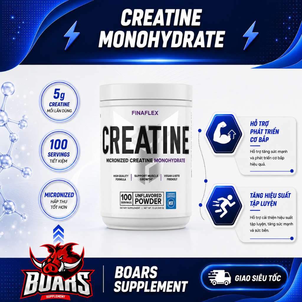 Finaflex Creatine 500g Không Vị Creatine Monohydrate Tinh Khiết