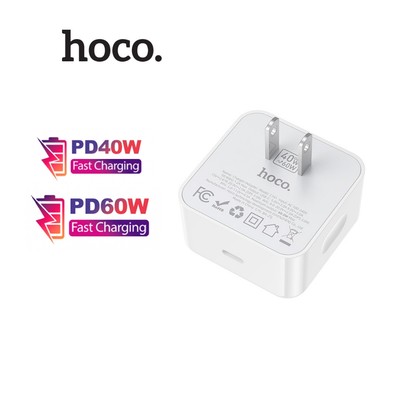 Củ sạc nhanh PD40W/PD60W Hoco C161 - 1 cổng sạc TypeC , chân dẹt , thiết kế nhỏ gọn, tiện mang theo