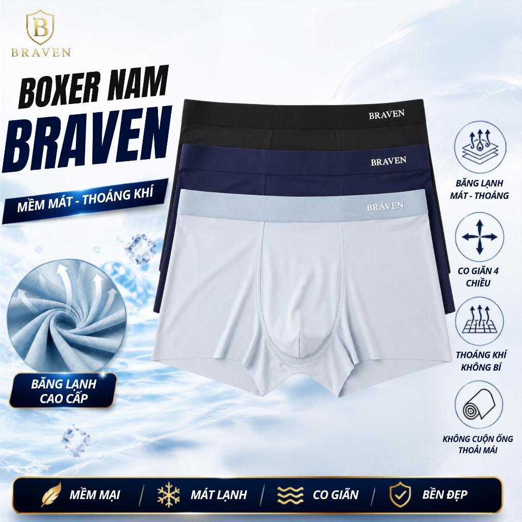 Quần Lót Nam BRAVEN Boxer Nam Cao Cấp | Co Giãn 4 Chiều, Mềm Mịn, Thoáng Khí, Mát Lạnh, Không Đường 