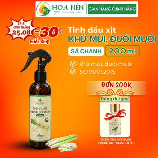 Chai xịt tinh dầu Khử Mùi, Đuổi Muỗi Sả Chanh - Hoa Nén - Đuổi muỗi an toàn, thư giãn - 200ml