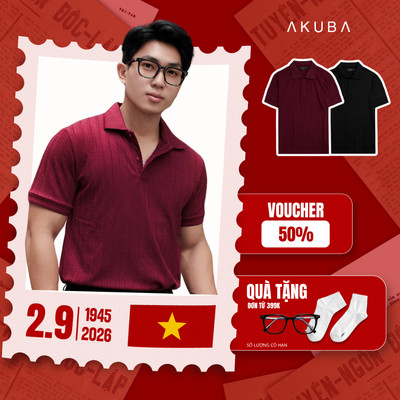 Áo Polo Nam AKUBA Dệt Họa Tiết, Chất Polyester Cao Cấp, Form Slimfit, Co Giãn Thoáng Mát | 01HE1299