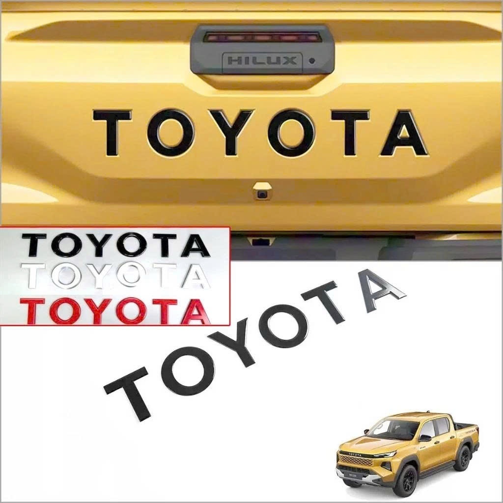 Chữ Nổi Toyota Dán Bửng Sau Xe Toyota Hilux 2026–2027 – Tem Chữ Toyota Trang Trí Đuôi Xe Hilux