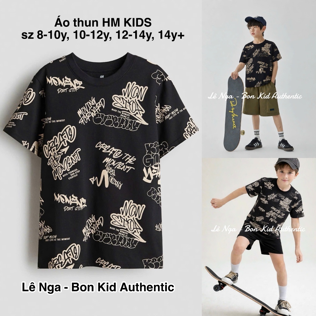 Áo thun áo phông bé trai HM kids sz 8/10y, 10/12y, 12/14y, 14y+