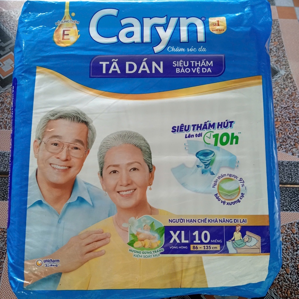 Hcm - 1 Gói Tã Người Già Caryn Loại Dán Size XL 10 Miếng Vòng Hông 86 Đến 135 Cm - Tã Dán Caryn Ngườ