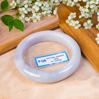 Vòng Tay Cẩm Thạch Mã 363401 Type A Tím Nhạt Nếp Mịn Ni 53 - Ngọc Trai Trường Thịnh