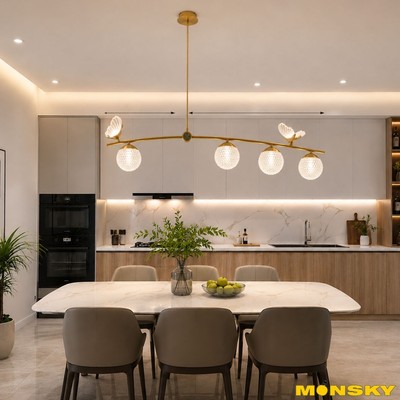Đèn thả MONSKY NATRIS dai 100cm, cao 80cm cao cấp, hiện đại trang trí nhà cửa đẳng cấp, sang trọng