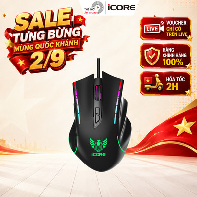 Chuột Game Có Dây iCore GM03 - LED 7 Màu, DPI 7200, Giá Tốt - THẾ GIỚI ÂM THANH