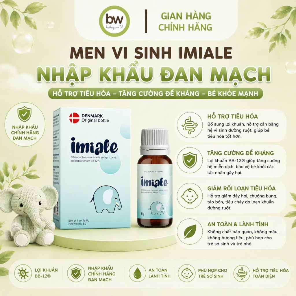 Men Vi Sinh Imiale Bifidobacterium BB-12 Nhập Khẩu Đan Mạch 8g - Hỗ Trợ Cân Bằng Hệ Vi Sinh Đường Ru