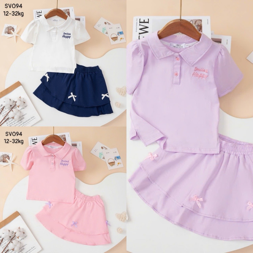 SÉT VÁY BÉ GÁI CỰC XINH  JANSHOP, sét váy bé gái cooton 4 chiều  size 12-32kg