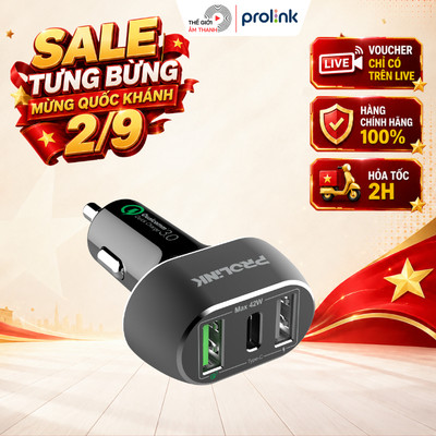 Sạc Ô Tô nhiều cổng Prolink, Công Suất 33W - 42W, Sạc Nhanh - THẾ GIỚI ÂM THANH