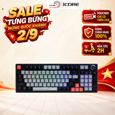 Bàn Phím Cơ Không Dây iCore G981 - 3 Trong 1 – Kết Nối 5 Thiết Bị, Đèn RGB, Giá Rẻ - THẾ GIỚI ÂM THANH