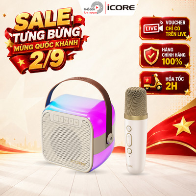 Bộ Loa Karaoke Mini Bluetooth iCore ISM59 kèm 01 Micro Không Dây  - Âm Thanh Chất Lượng, Đèn RGB - THẾ GIỚI ÂM THANH