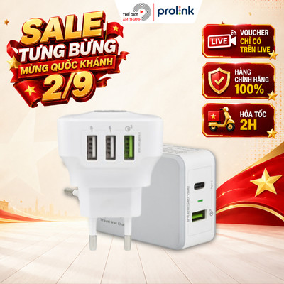 Sạc nhanh Prolink công suất 30W - 40W -  Củ sạc nhanh QC3.0 - Sạc nhanh Type C - THẾ GIỚI ÂM THANH