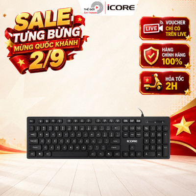 Bàn phím có dây Multimedia iCore IMK300, Gõ Phím Êm, Kết Nối Cổng USB - THẾ GIỚI ÂM THANH