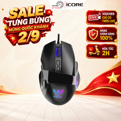 Chuột Gaming Có Dây iCore GM06 - 9 Nút Tuỳ Chỉnh, LED Rainbow, DPI 7200, Giá Rẻ - THẾ GIỚI ÂM THANH