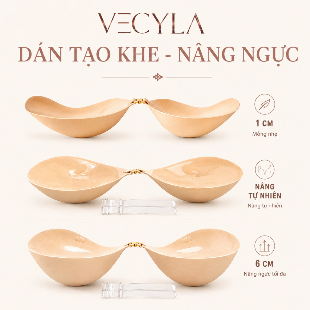 Áo bra dán nâng ngực vecyla silicon cài trước không gọng hình bàn tay p29