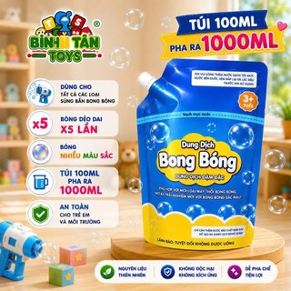 Túi MÂY VÀNG 100ml xà bông pha ra 1000ml xà bông sinh học dùng cho máy thổi bong bóng dẻo dai x5 lần