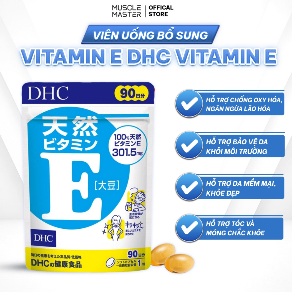 Viên Uống Bổ Sung Muscle Master Store Vitamin E DHC Vitamin E 90 Viên Ngăn Tốc Độ Lão Hóa Da