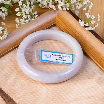 Vòng Tay Cẩm Thạch Mã 363414 Type A Bạch Ngọc Ánh Tím Nếp Hoá Ni 53 - Ngọc Trai Trường Thịnh