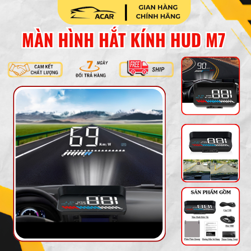 Màn Hình Hiển Thị Tốc Độ Kính Lái HUD M7, Hắt Kính Và Cảnh Báo Tốc Độ Ô Tô, Xe Hơi Cắm Cổng OBD2 + U