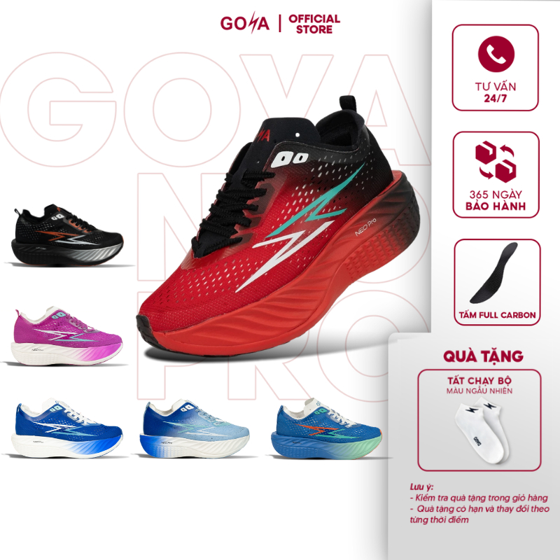 Giày thể thao chạy bộ đế Full Carbon nam nữ Goya Neo Pro năm 2026 full màu - Bức tốc mạnh mẽ, siêu n
