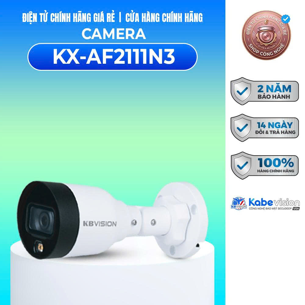 Camera IP 2MP Full Color KBVISION KX-AF2111N3 – Có Màu Ban Đêm – PoE – IP67 – BẢO HÀNH CHÍNH HÃNG 24