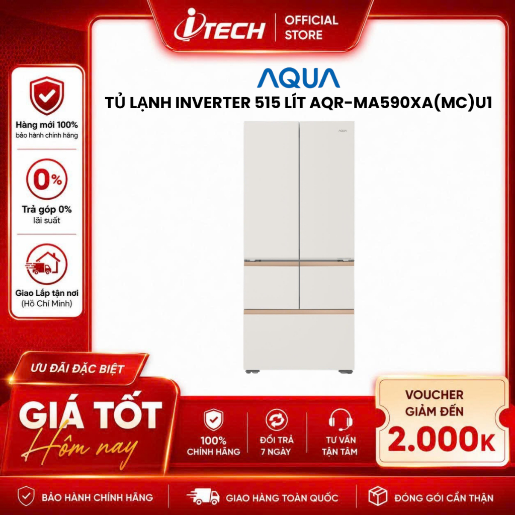 AQR-MA590XA(MC)U1 - Tủ lạnh Aqua Inverter 515 lít AQR-MA590XA(MC)U1 - Hàng chính hãng