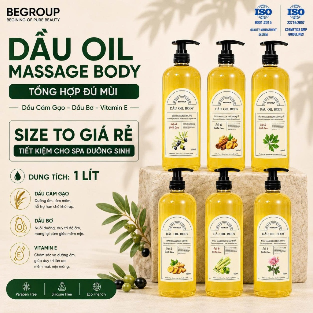 [SIZE TO 1 LÍT] DẦU OIL MASSAGE BODY ĐỦ MÙI - CHUYÊN SPA DƯỠNG SINH