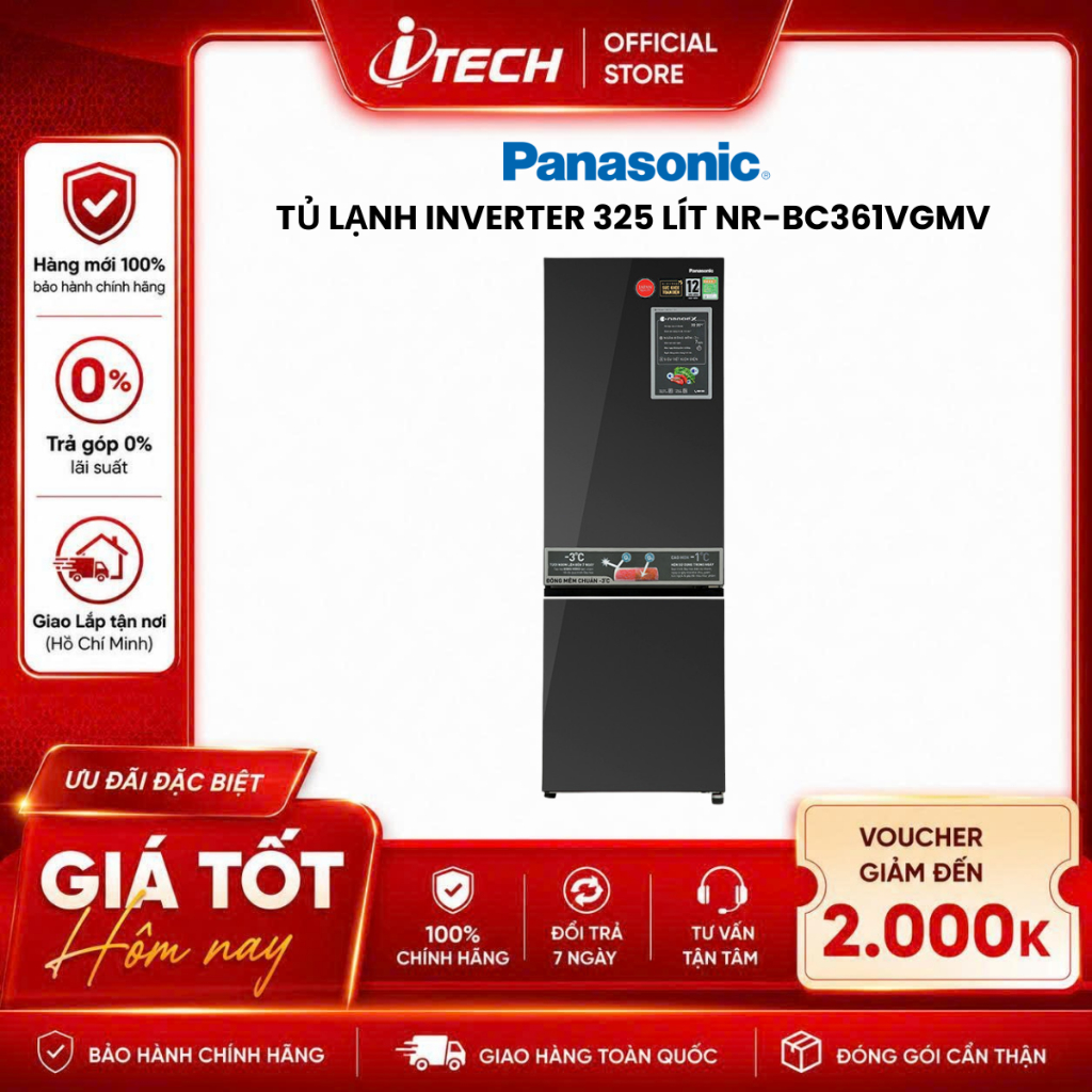 NR-BC361VGMV - Tủ lạnh Panasonic Inverter 325 lít NR-BC361VGMV - Hàng chính hãng