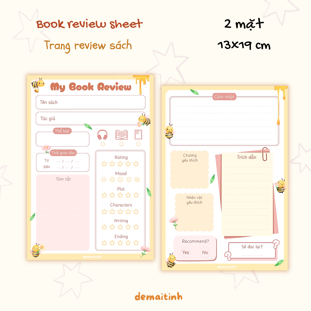 Book review sheet - Trang review sách | Ghi lại và lưu giữ cảm nhận, đánh giá sau khi đọc sách