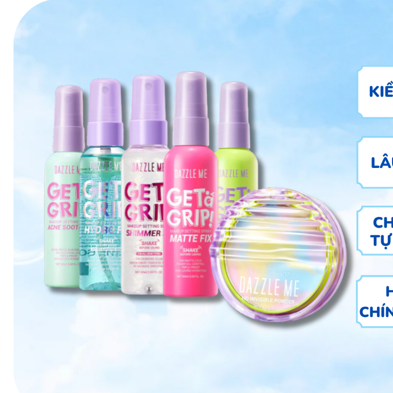 Combo Xịt Khóa Nền Dazzle Me và Phấn Phủ Kiềm Dầu Dazzle Me Better Than Filter HD
