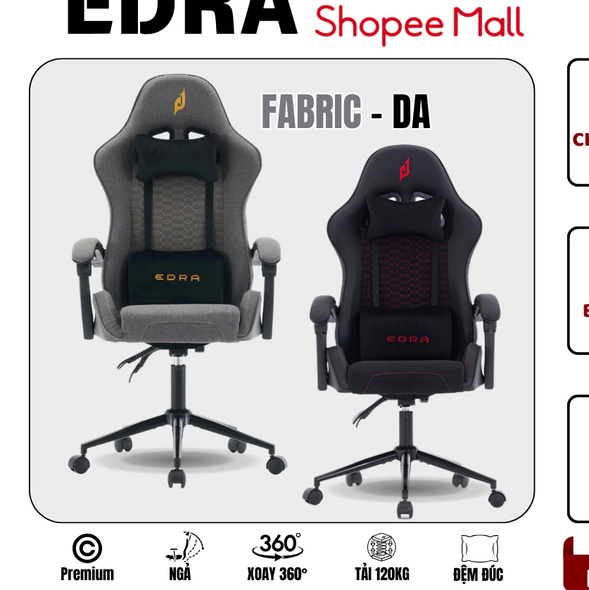 [Furniture] Ghế Gaming Edra Chair EGC236 – New Citizen, Ghế Game Cao Cấp Chân Thép Class-3 - Bảo Hàn