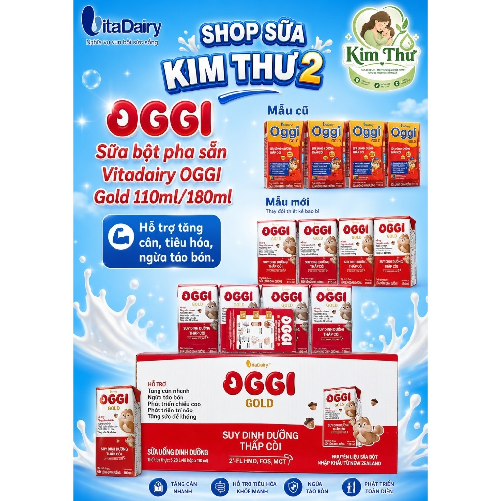 Sữa bột pha sẵn : Oggi Gold / Oggi gold Pro / Oggi gold Smartie / Oggi gold Grow - 110ml /180ml