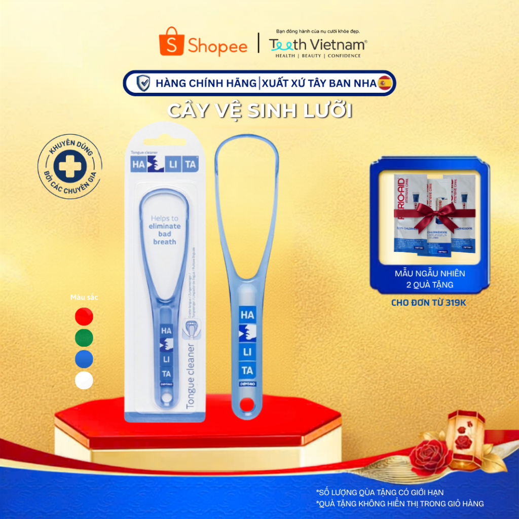 Cây Cạo Lưỡi Halita Tongue Cleaner - Dụng Cụ Vệ Sinh Lưỡi Loại Bỏ Vi Khuẩn, Ngừa Hôi Miệng