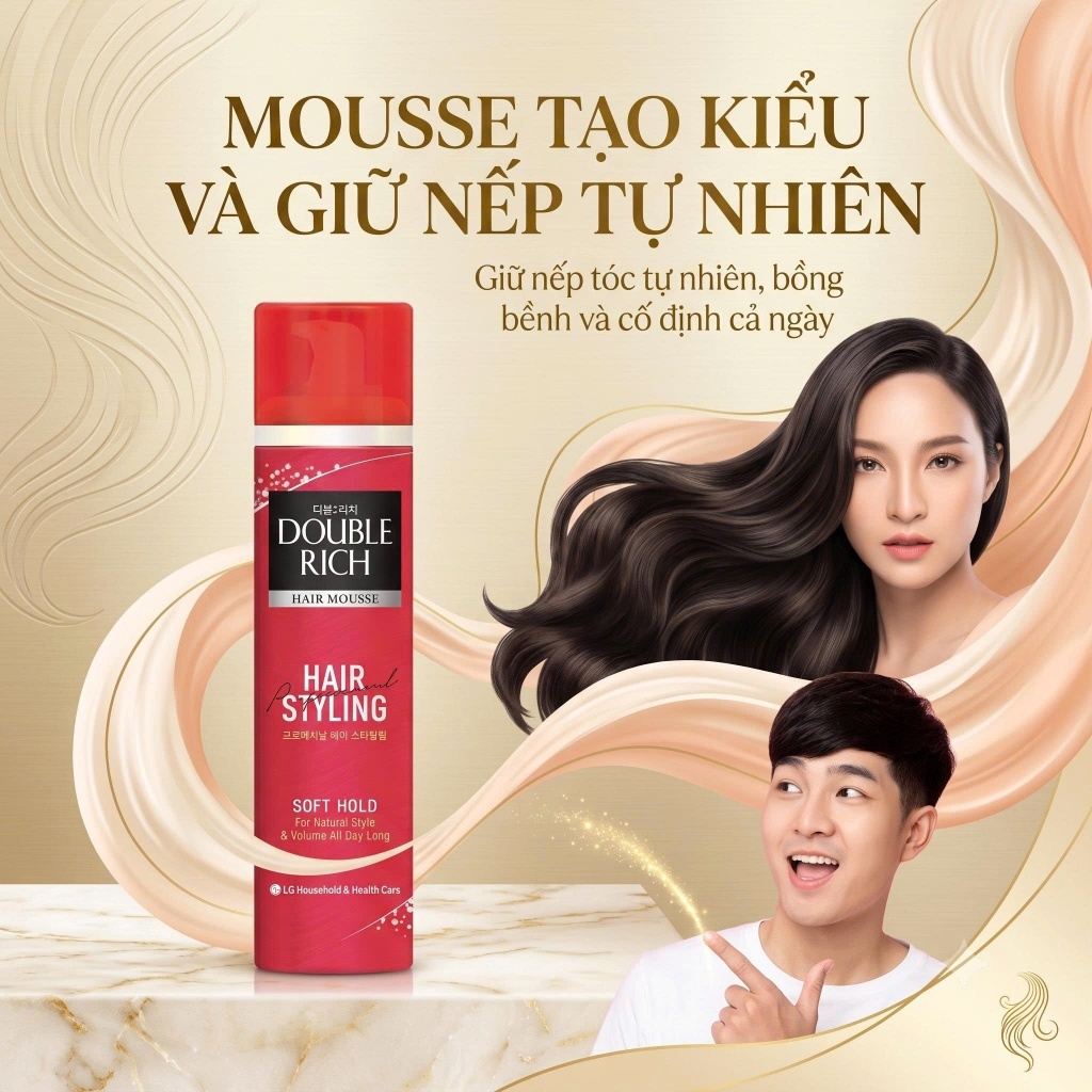 Mousse Tạo Kiểu Tóc Double Rich Hair Mousse 150ml AB Beauty World