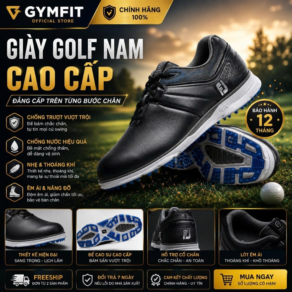 Giày golf nam FJ CS M PRO SL SPKL BLKCHRCLTBL - 53077 ( Chính hãng 100% Footjoy)