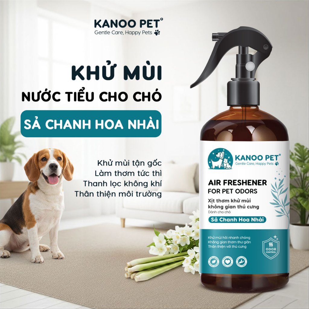 Xịt khử mùi nước tiểu của chó Kanoo Pet - Sả Chanh Hoa Nhài 500ml