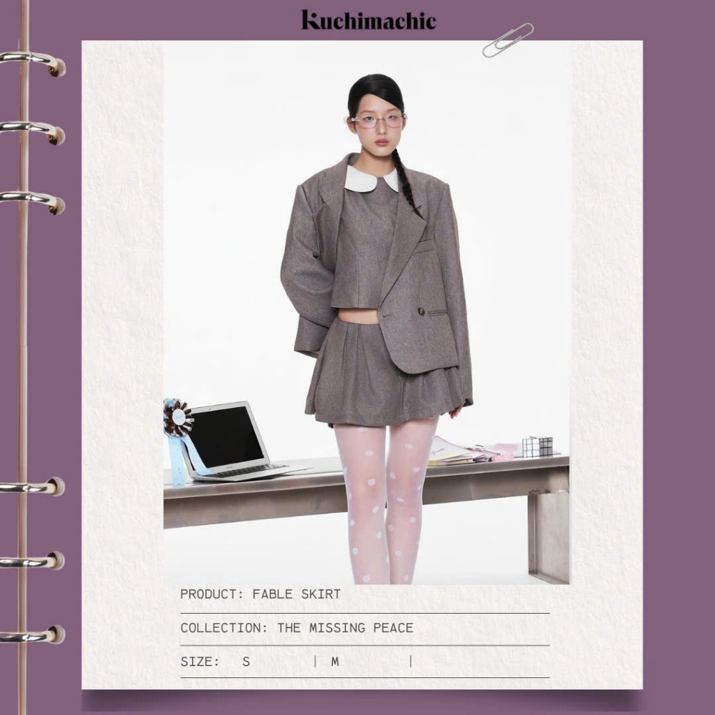 Kuchimachic - Set blazer/Chân váy/Gile bán rời set chất liệu tuypsi dày dặn đứng form