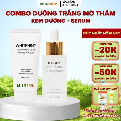 COMBO Kem Dưỡng Trắng Miinskin Glowy Toning Cream 70ml & Serum Dưỡng Trắng Miinskin Whitening 30ml