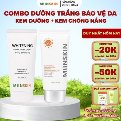 COMBO Kem Dưỡng Trắng Miinskin Glowy Toning Cream 70ml & Kem Chống Nắng Miinskin Skin Protect UV Sun Block 70ml