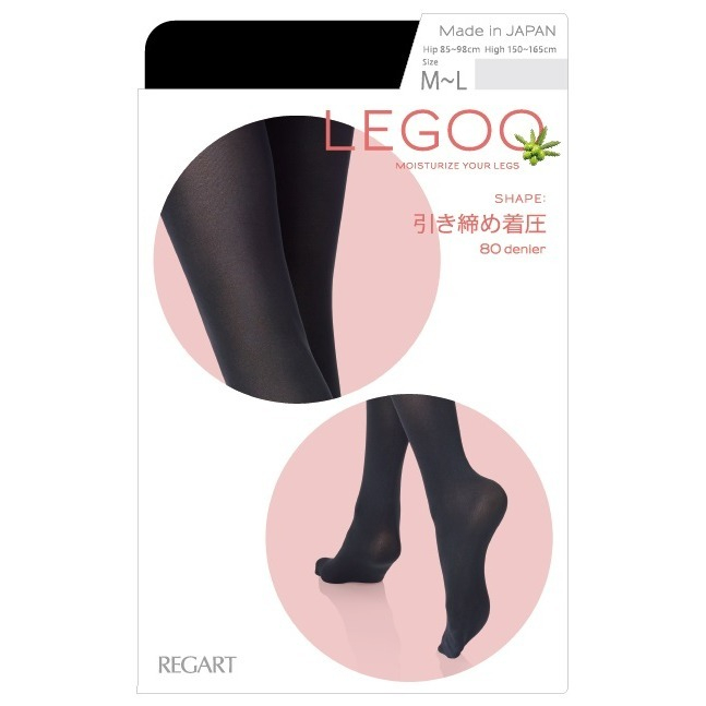 LEGOO Firming Compression 80 Denier Tights for Women, Made in Japan (5 Pairs Set)