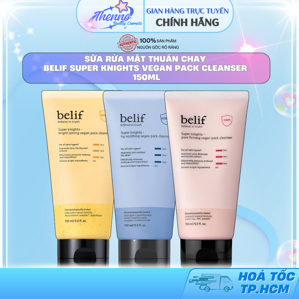 Sữa Rửa Mặt Thuần Chay Belif Super Knights Vegan Pack Cleanser 150ml Hàn Quốc
