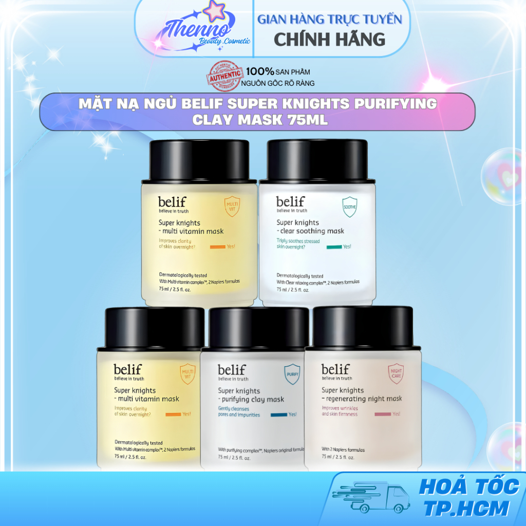 Mặt Nạ Ngủ Belif Super Knights Purifying Clay Mask 75ml