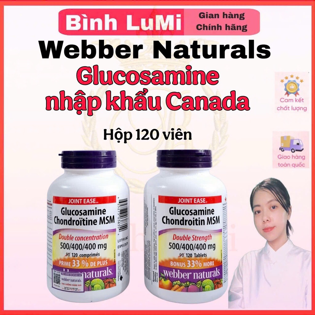 Glucosamine Chondroitin MSM nhập khẩu Canada hộp 120 viên- glucosamine sulfatte canada (combo 1-2-3)