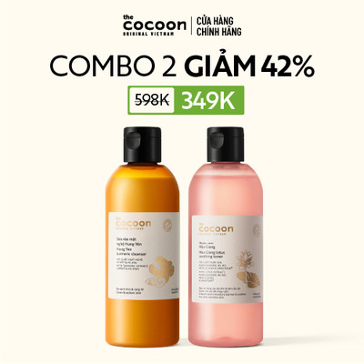 [MUA 2 GIẢM 42%] Combo Nước sen (toner) Hậu Giang 310ml & Sữa rửa mặt nghệ Hưng Yên Cocoon 310ml