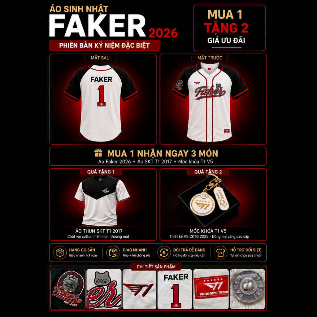 Áo sinh nhật T1 FAKER bản kỉ niệm 2026
