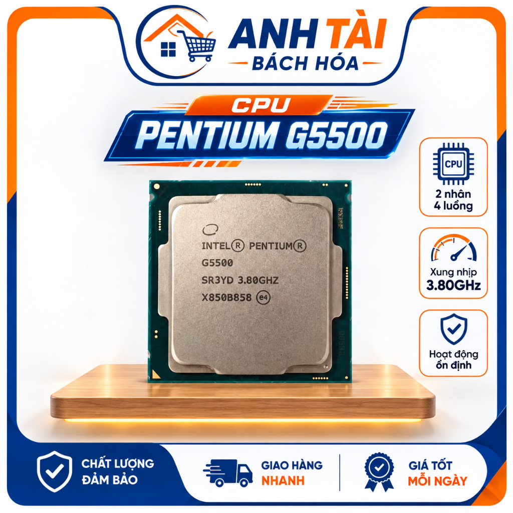 CPU Intel Pentium G5500 3.80GHz | 2 Nhân 4 Luồng | Socket LGA 1151 | CPU Máy Tính Bàn