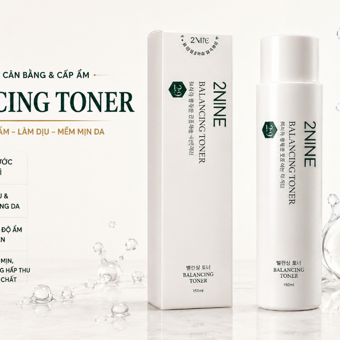 YONER 2NINE Balancing Toner 150ml Hàn Quốc – Chiết Xuất Trà Xanh, Dưỡng Ẩm, Làm Dịu & Cân Bằng Da