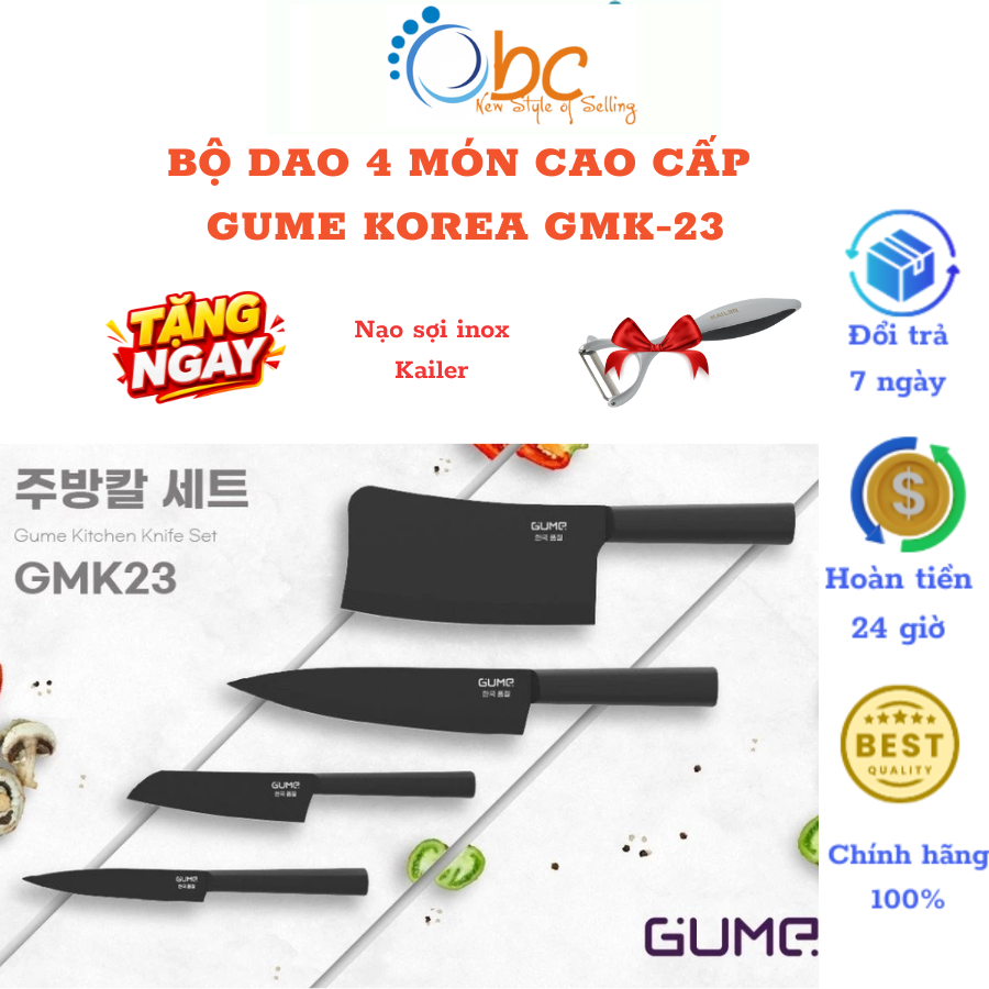 Bộ Dao 4 Món Cao Cấp GUME KOREA GMK-23 Độ Bền Vượt Trội Với Thép Không Gỉ 5Cr15MoV