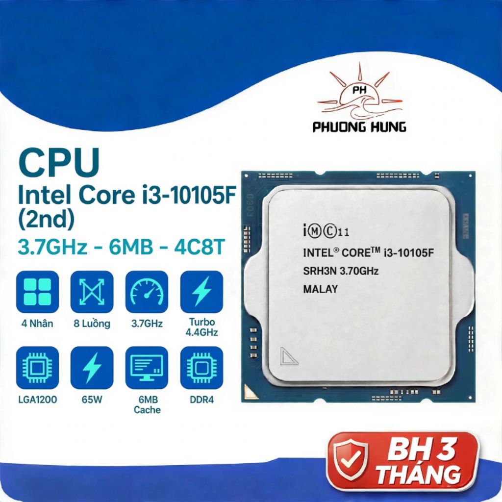 CPU Intel core i3 10105F SK1200 10Th ( 2nd ) bảo hành 3 tháng